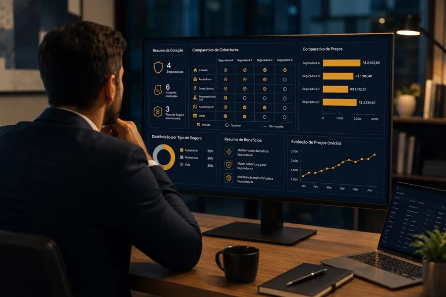 Comparativo de coberturas e preços entre seguradoras, analisado por um especialista da Velox Brasil Seguros